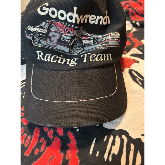 Goodwrench Racing Team Trucker Hat Dale Earnhardt #3 NASCAR Mesh Black Snapback - Picture 2 of 7
